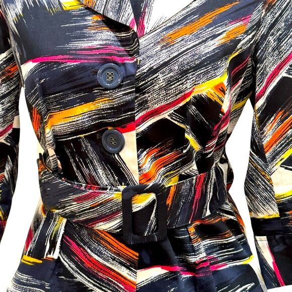 NWOT Adrienne Vittadini Brushstroke Print Belted Blazer. Size 8 Petite - Picture 2 of 10